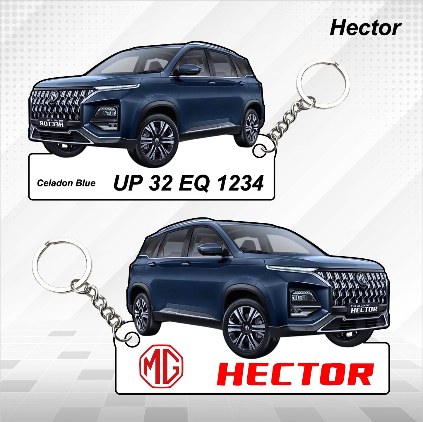 Hector - Personalized MG Car Keychain - Wood, Acrylic, Metal Printed