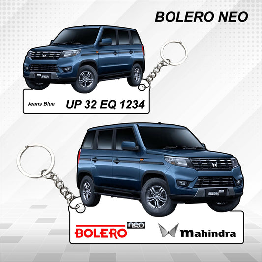 Bolero Neo - Personalized Mahindra Car Keychain - Wood, Acrylic, Metal Printed