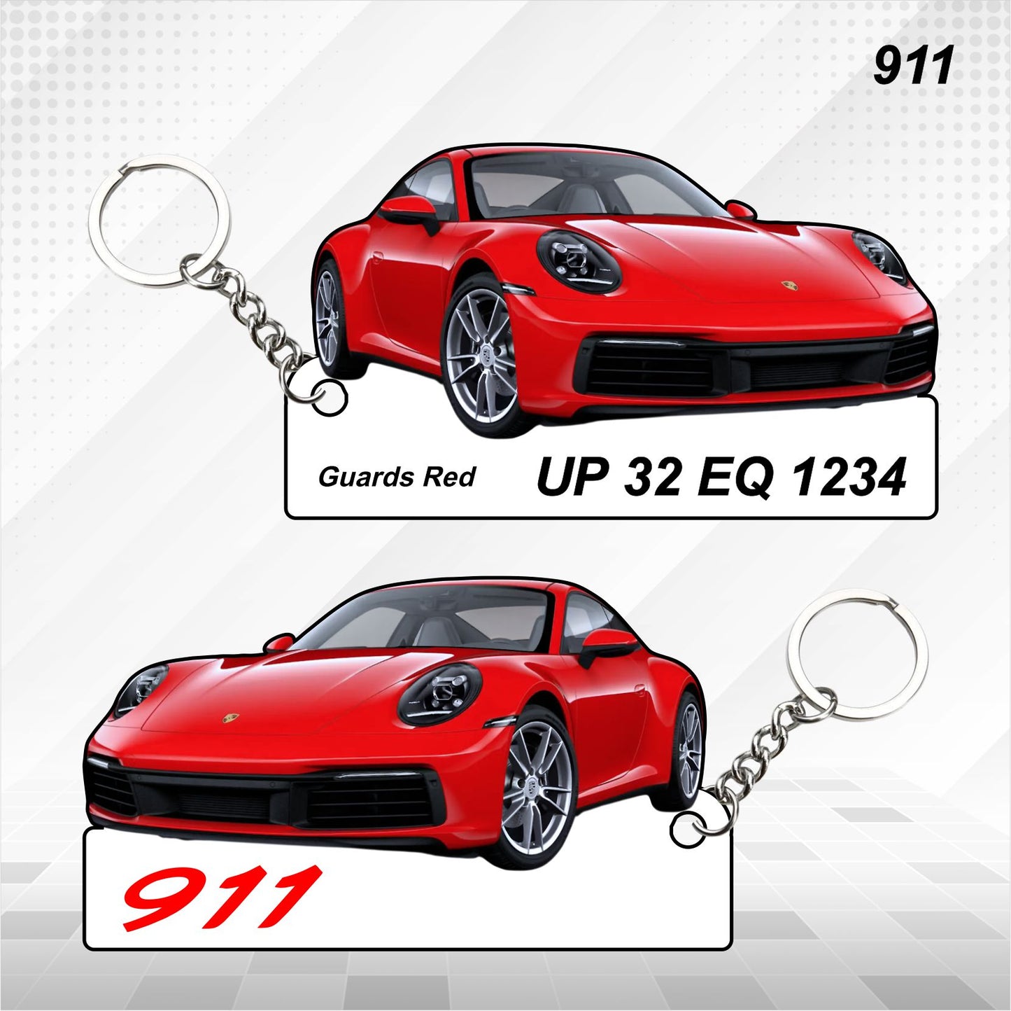 911 - Personalized Porsche Car Keychain - Wood, Acrylic, Metal Printed