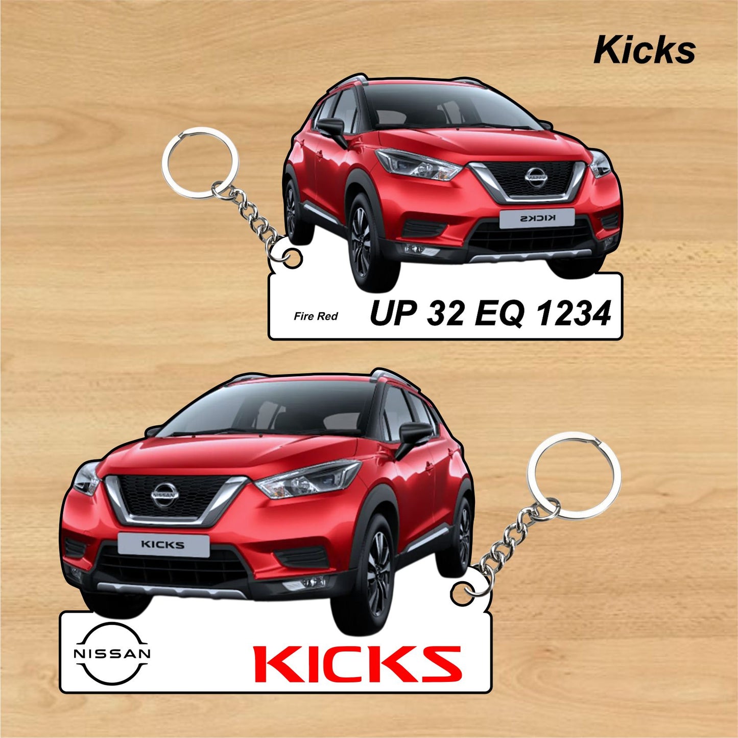 Kicks - Personalized Nissan Car Keychain - Wood, Acrylic, Metal Printed