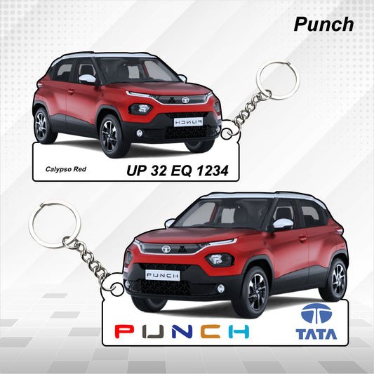Punch - Personalized Tata Keychain - Wood, Acrylic, Metal Printed