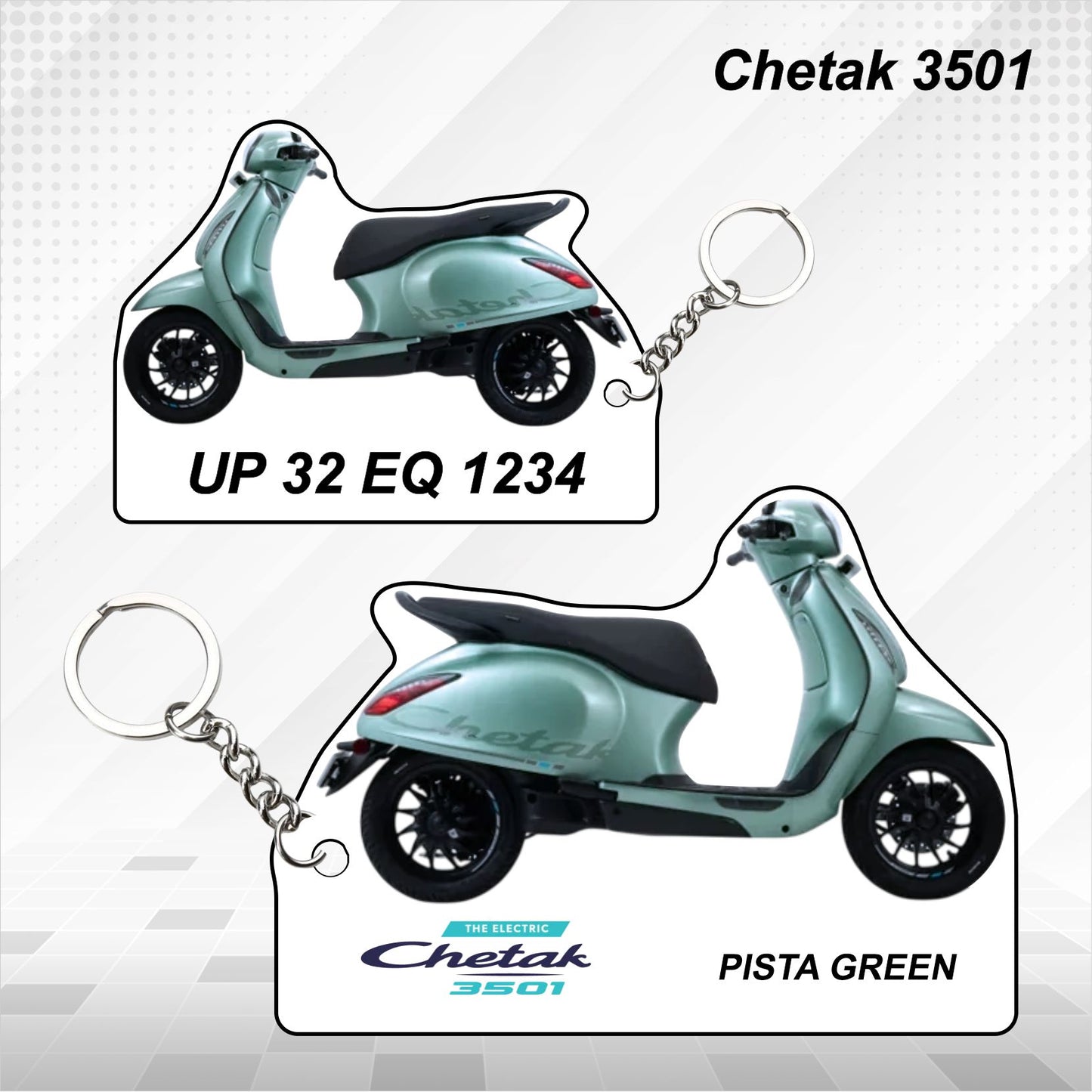 CHETAK 3501 - Personalized Bajaj Scooter Keychain - Wood, Acrylic, Metal Printed