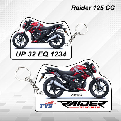 Raider 125 CC - Personalized TVS Keychain - Wood, Acrylic, Metal Printed