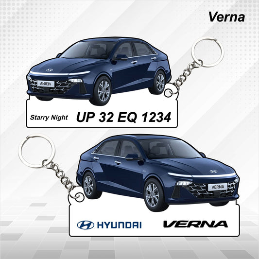 Verna- Personalized Hyundai Car Keychain - Wood, Acrylic, Metal Printed