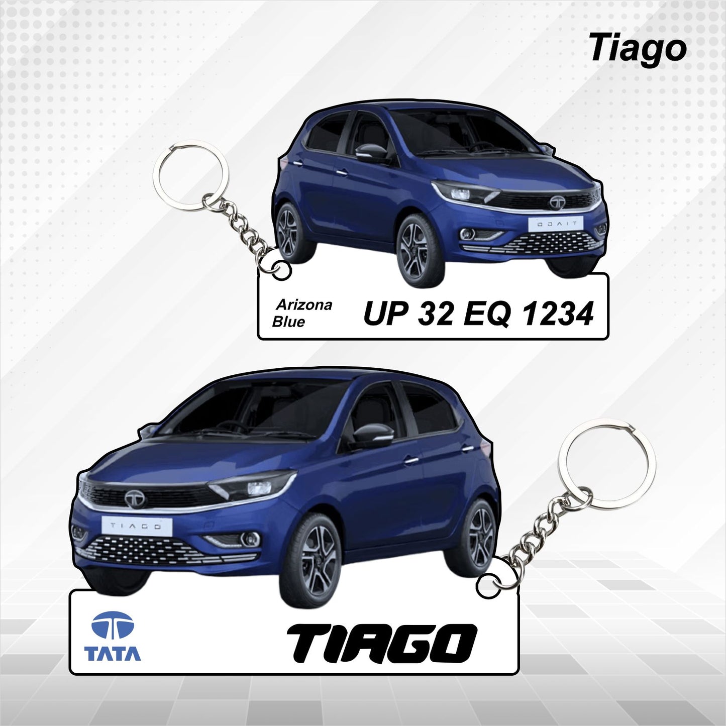 Tiago - Personalized Tata Car Keychain - Wood, Acrylic, Metal Printed