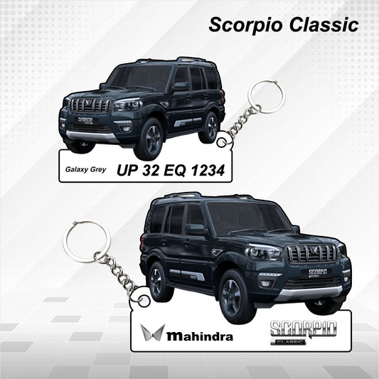 Scorpio Classic - Personalized Mahindra Car Keychain - Wood, Acrylic, Metal Printed