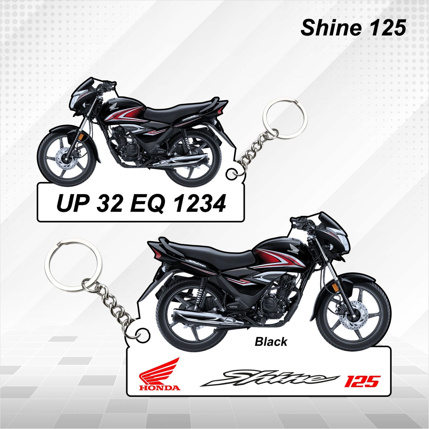 Shine 125 - Personalized Honda Keychain - Wood, Acrylic, Metal Printed