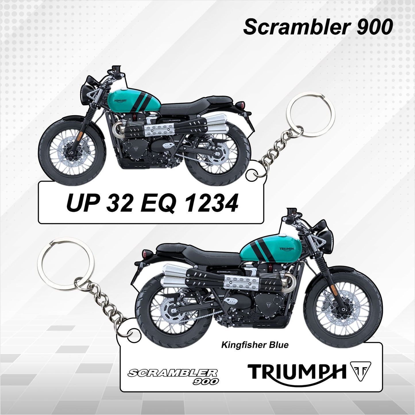 Scrambler 900 - Personalized Triumph Keychain - Wood, Acrylic, Metal Printed, Lanyard