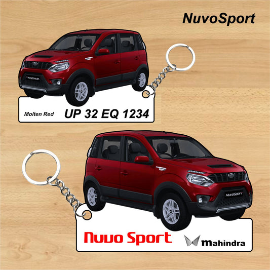 NuvoSport - Personalized Mahindra Car Keychain - Wood, Acrylic, Metal Printed