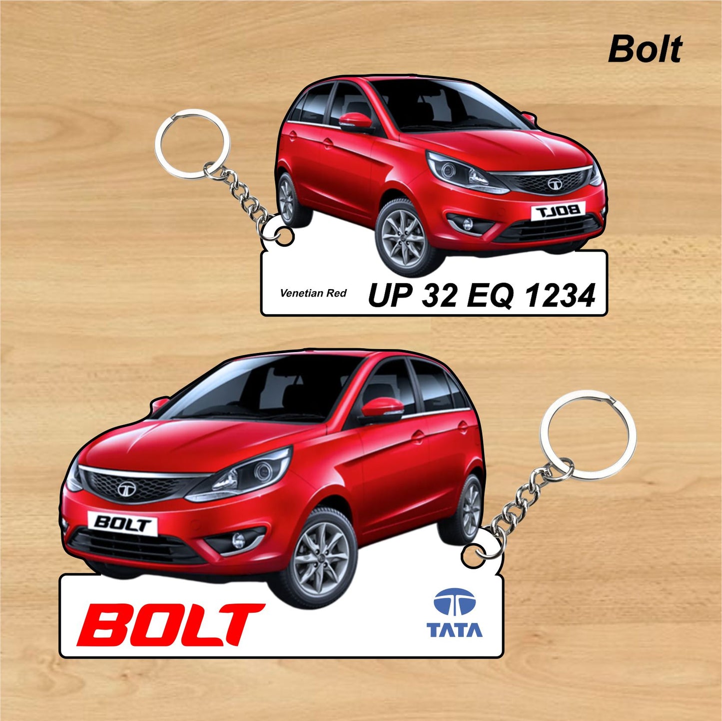 Bolt - Personalized Tata Keychain - Wood, Acrylic, Metal Printed