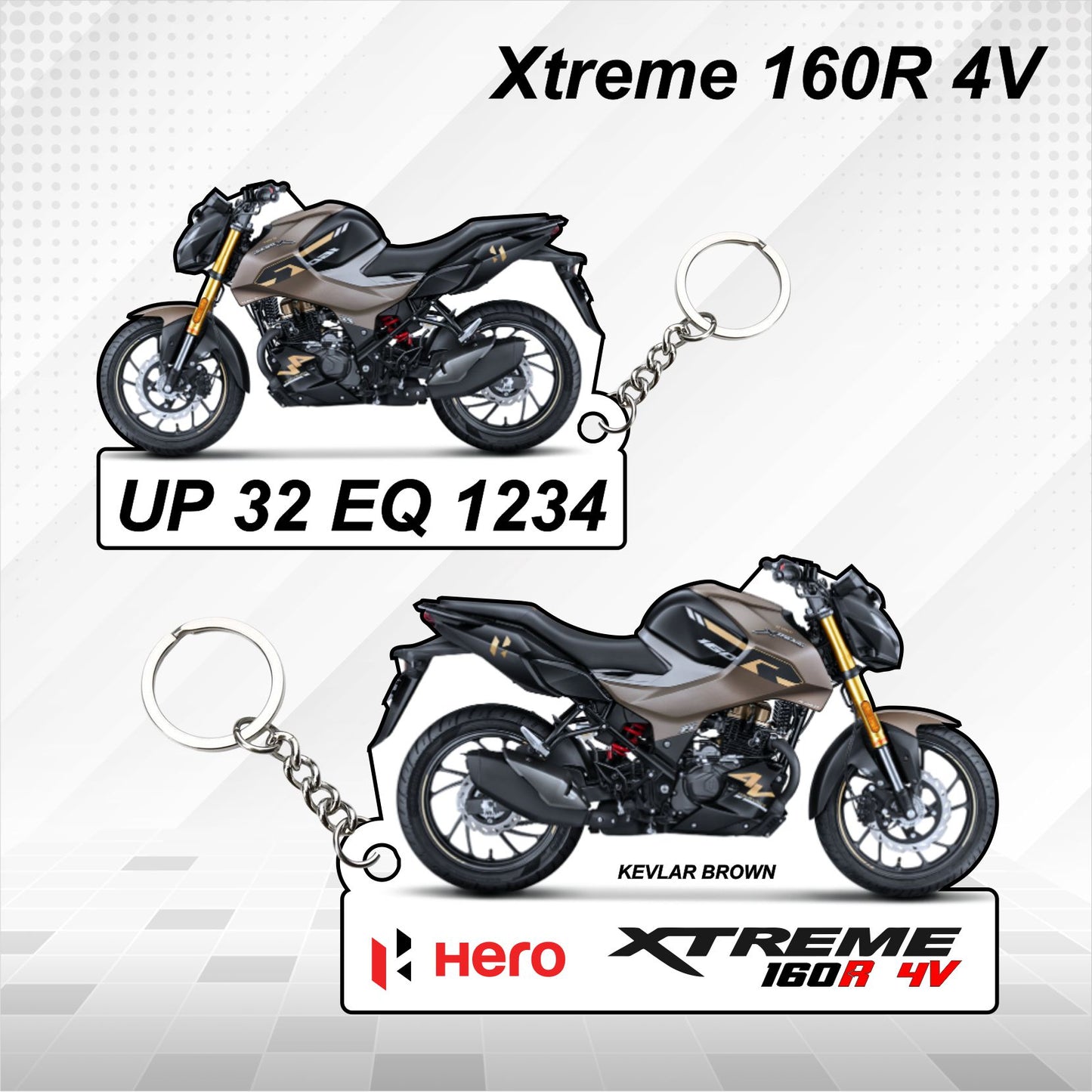 Hero Xtreme 160R 4V - Personalized Hero Keychain - Wood, Acrylic, Metal Printed