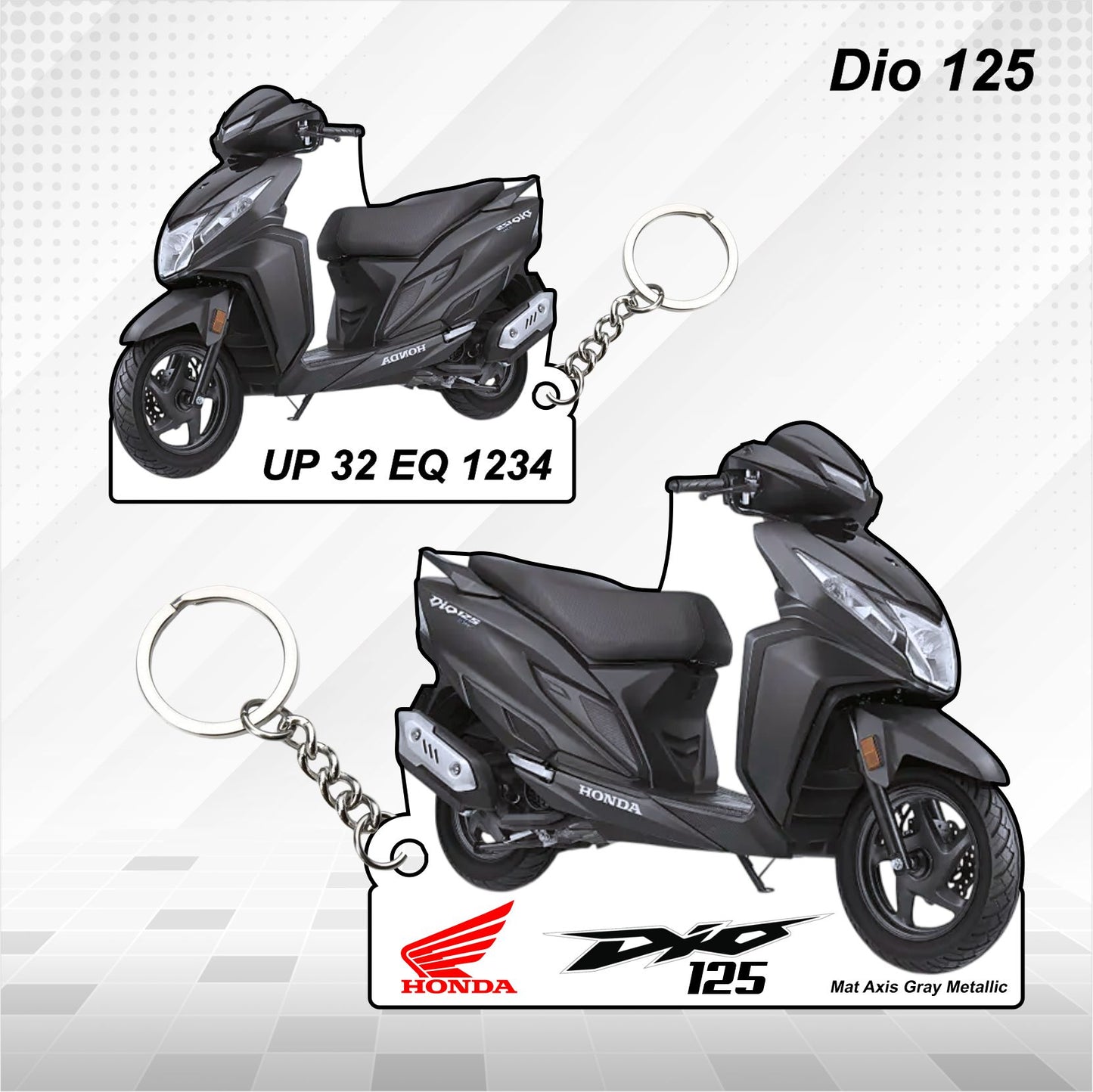 Dio 125 - Personalized Honda Keychain - Wood, Acrylic, Metal Printed