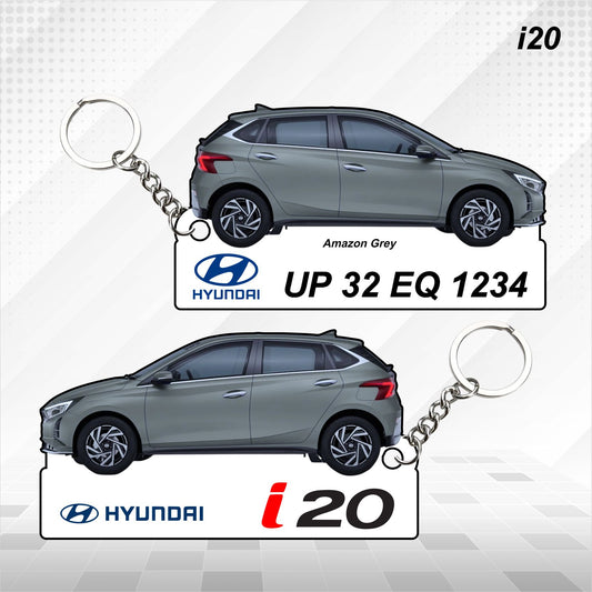 i20 - Personalized Hyundai Car Keychain - Wood, Acrylic, Metal Printed