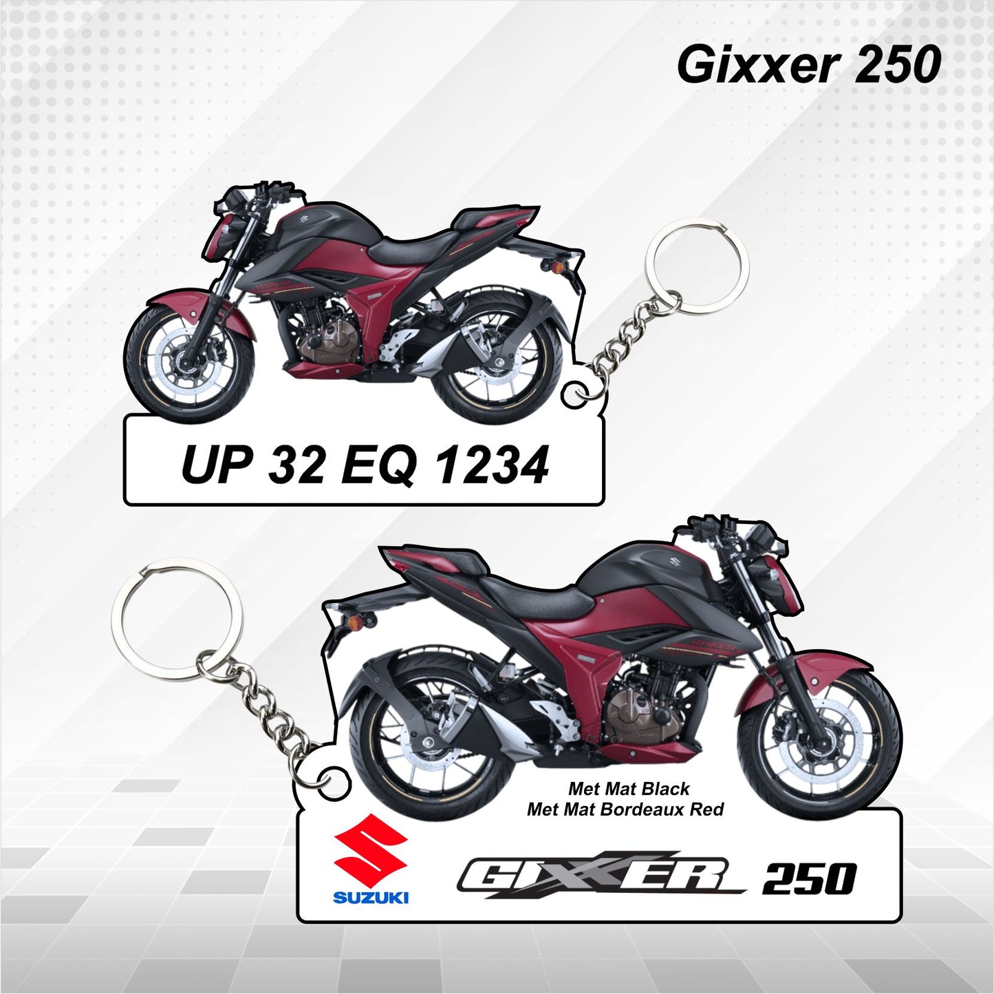 Gixxer 250 - Personalized Suzuki Keychain - Wood, Acrylic, Metal Printed
