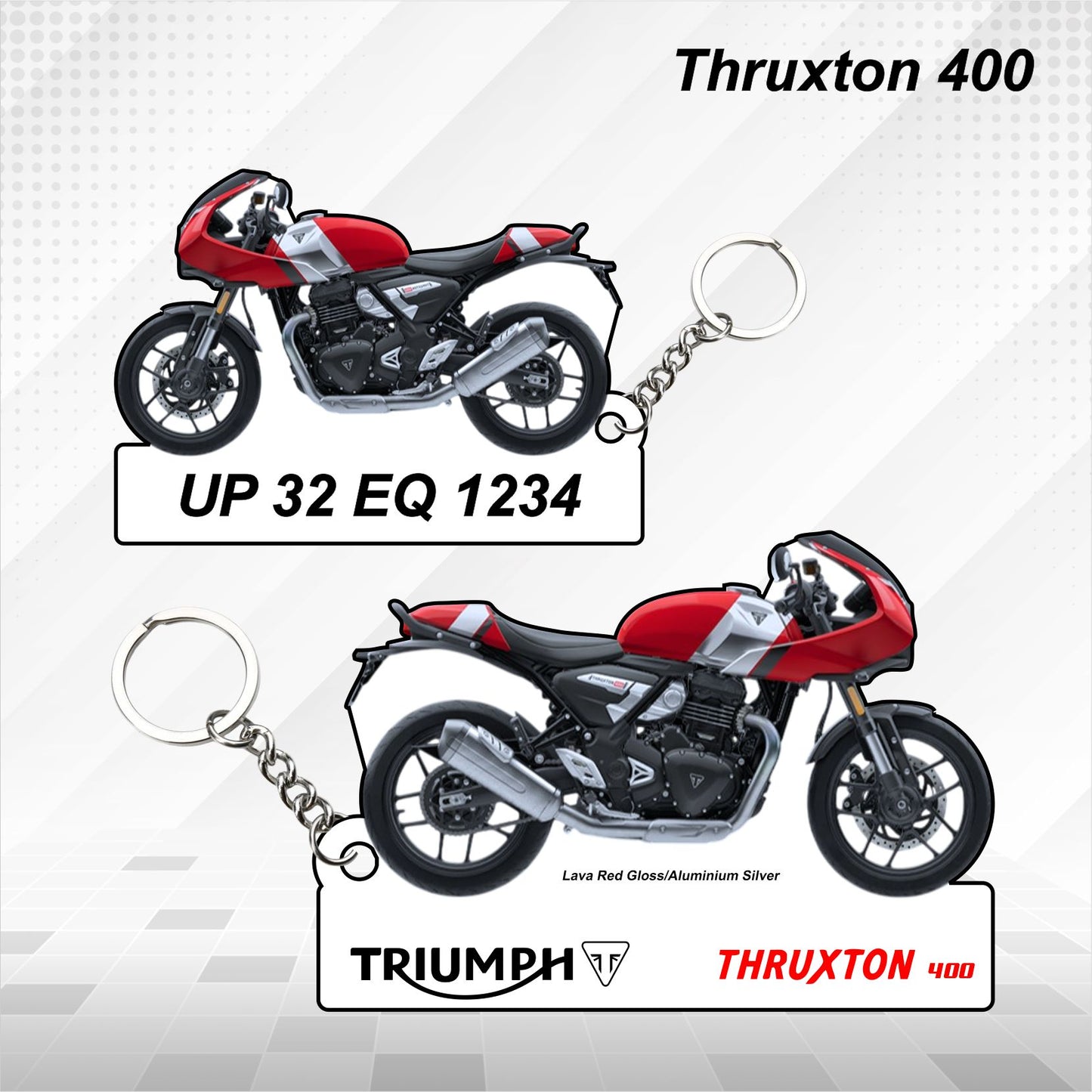 Thruxton 400 - Personalized Triumph Keychain - Wood, Acrylic, Metal Printed, Lanyard