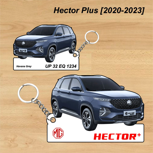 Hector Plus [2020-2023] - Personalized MG Car Keychain - Wood, Acrylic, Metal Printed