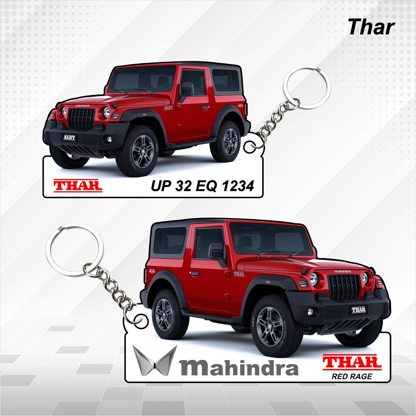 Thar [2020-2025] - Personalized Mahindra Car Keychain - Wood, Acrylic, Metal Printed