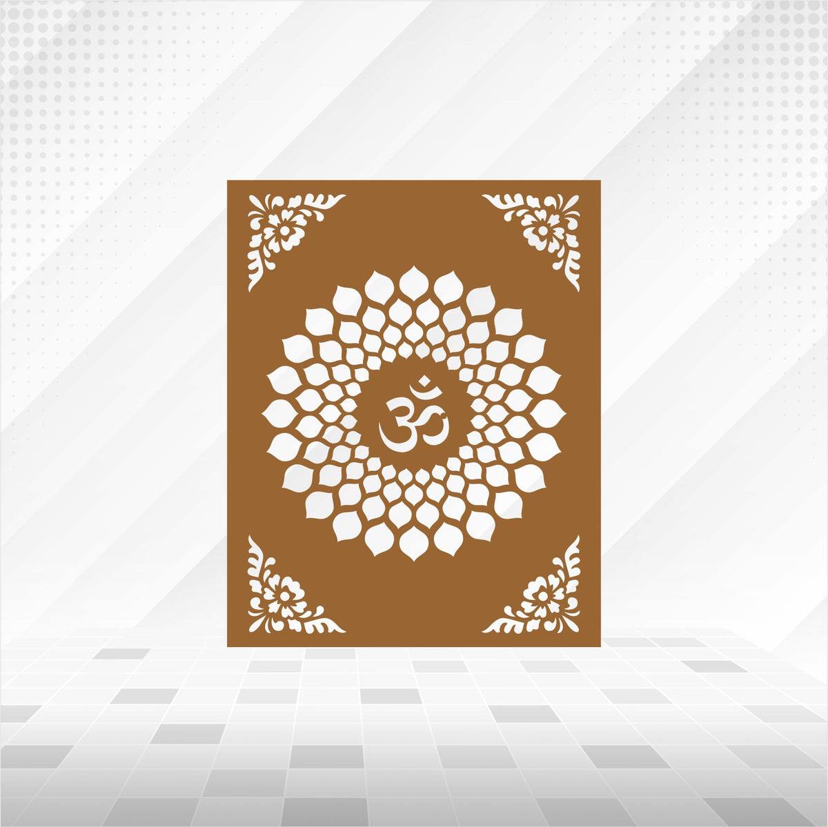 Om Lotus Bloom Corner Floral CNC Jaali Panel