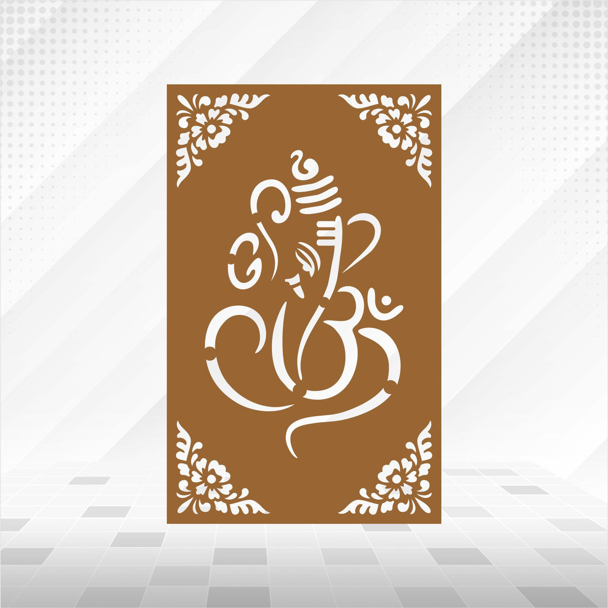 Om Ganesha Corner Floral CNC Jaali Panel