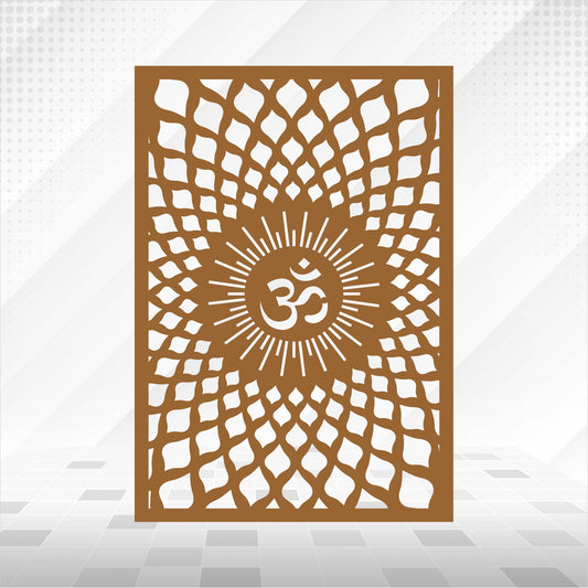Om Sun Rays Petal Lattice CNC Jaali Panel