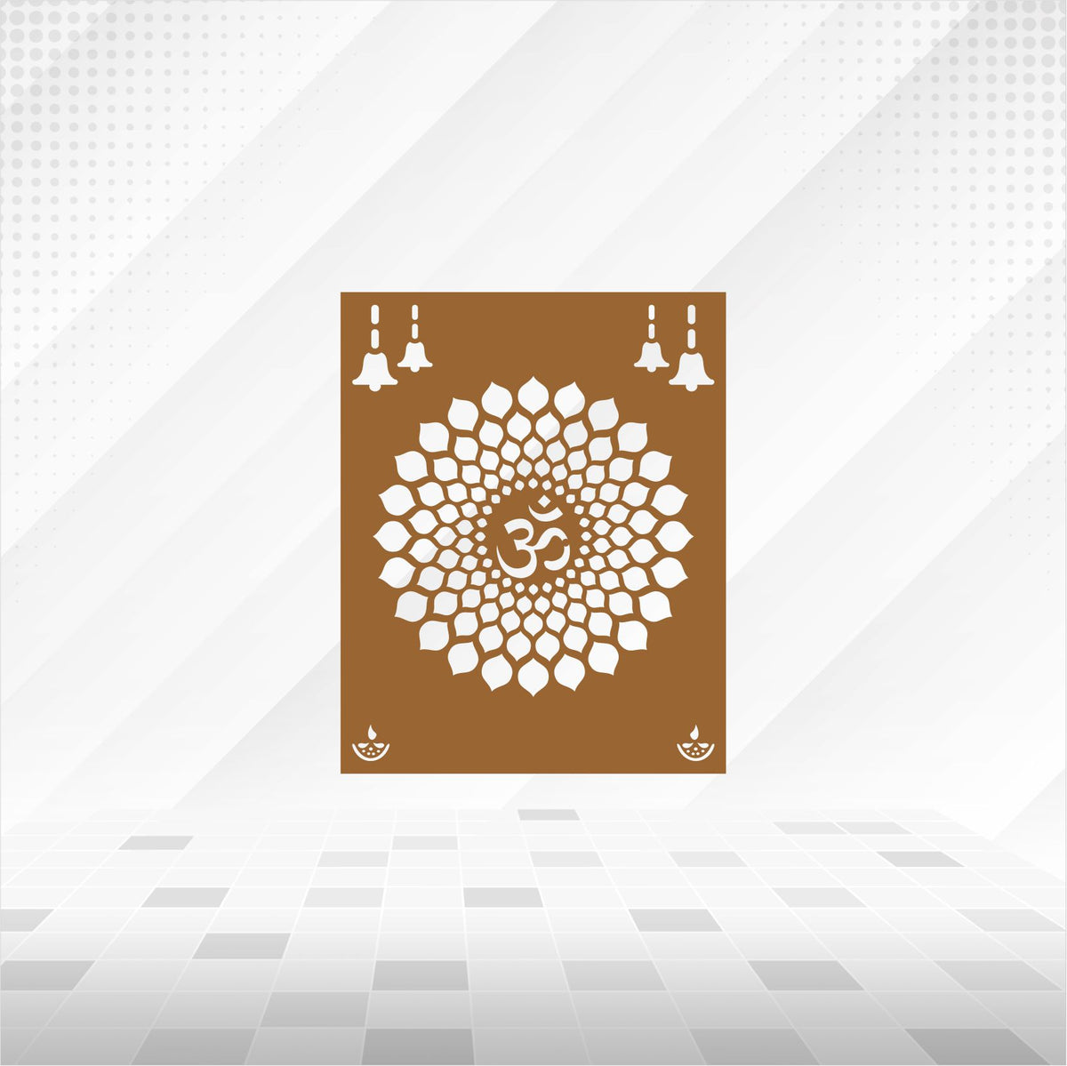 Om Lotus Bells & Diya CNC Jaali Panel