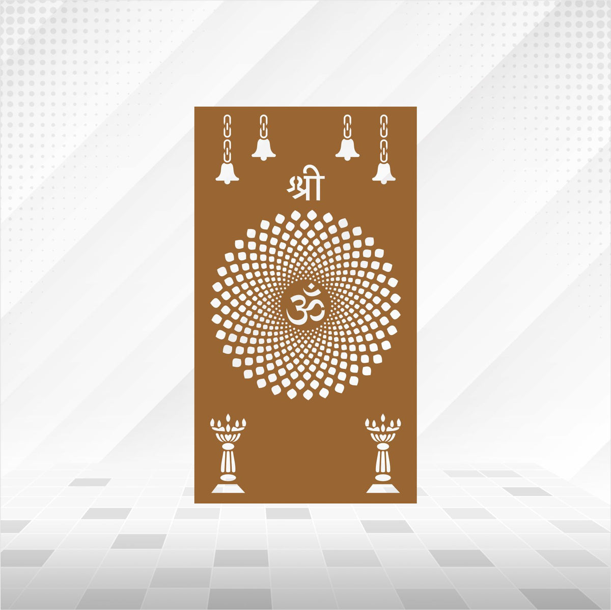 Shri Om Mandala Bells & Deepstambh Tall CNC Jaali Panel
