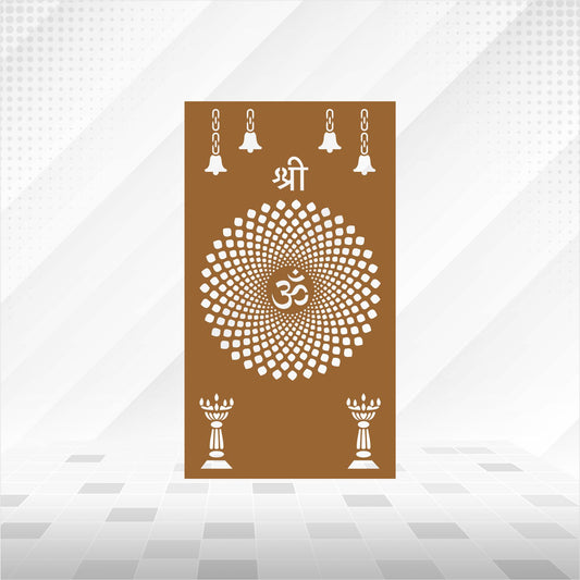 Shri Om Mandala Bells & Deepstambh Tall CNC Jaali Panel