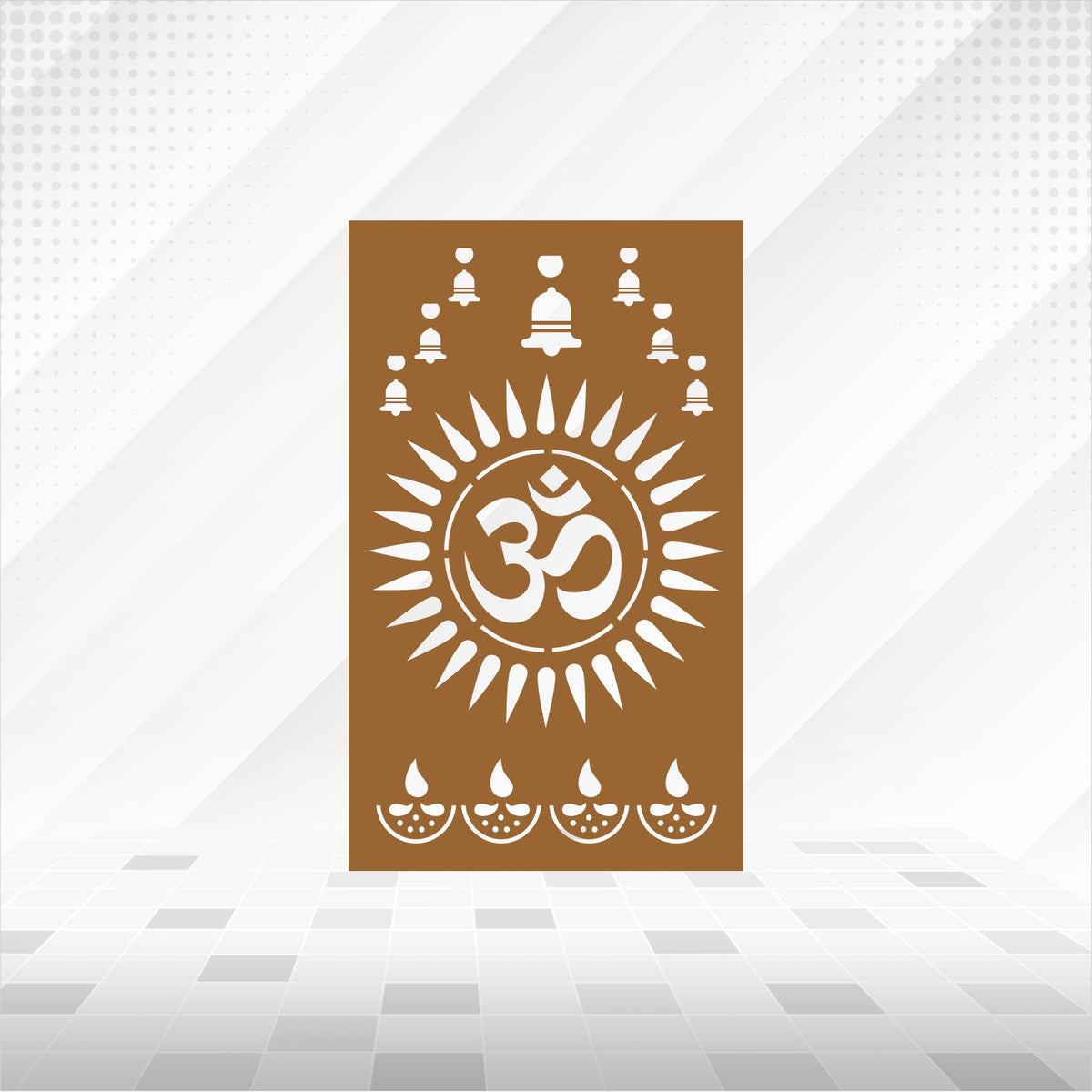 Om Surya Bells & Diya Tall CNC Jaali Panel