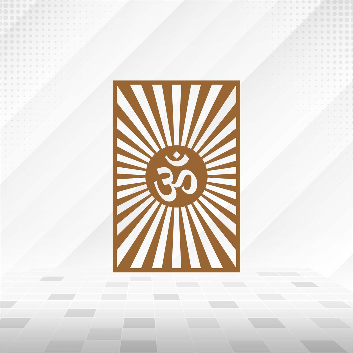 Om Sunrise Rays Framed CNC Jaali Panel