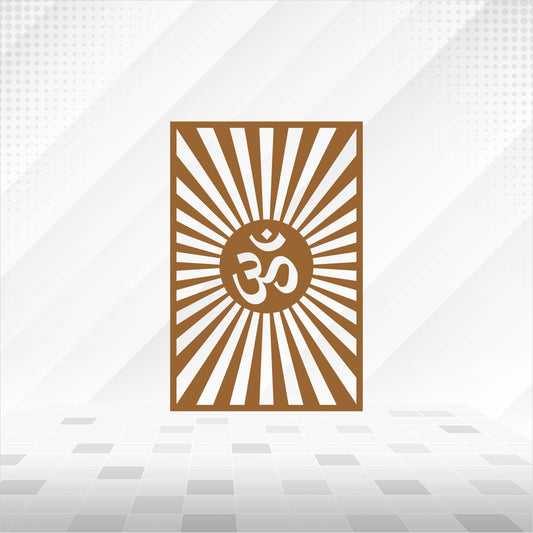 Om Sunrise Rays Framed CNC Jaali Panel