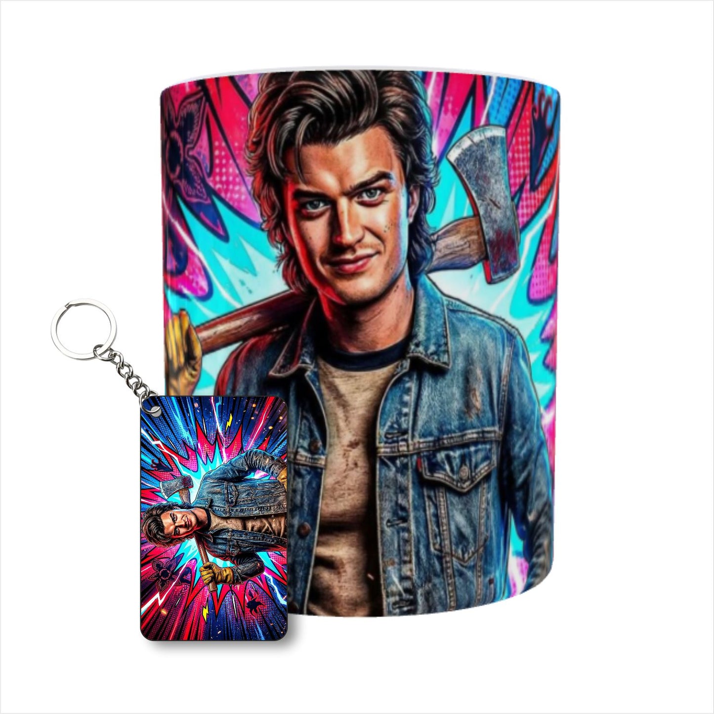 Stranger Things Fearless Bat Hero Printed Ceramic Mug + Keychain Combo