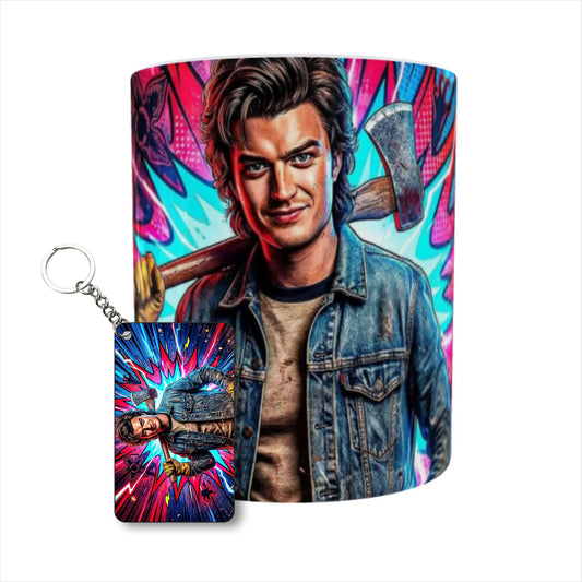Stranger Things Fearless Bat Hero Printed Ceramic Mug + Keychain Combo