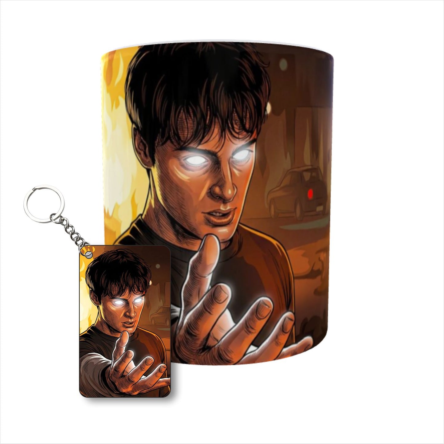 Stranger Things Eleven Power Awakening Printed Ceramic Mug + Keychain Combo