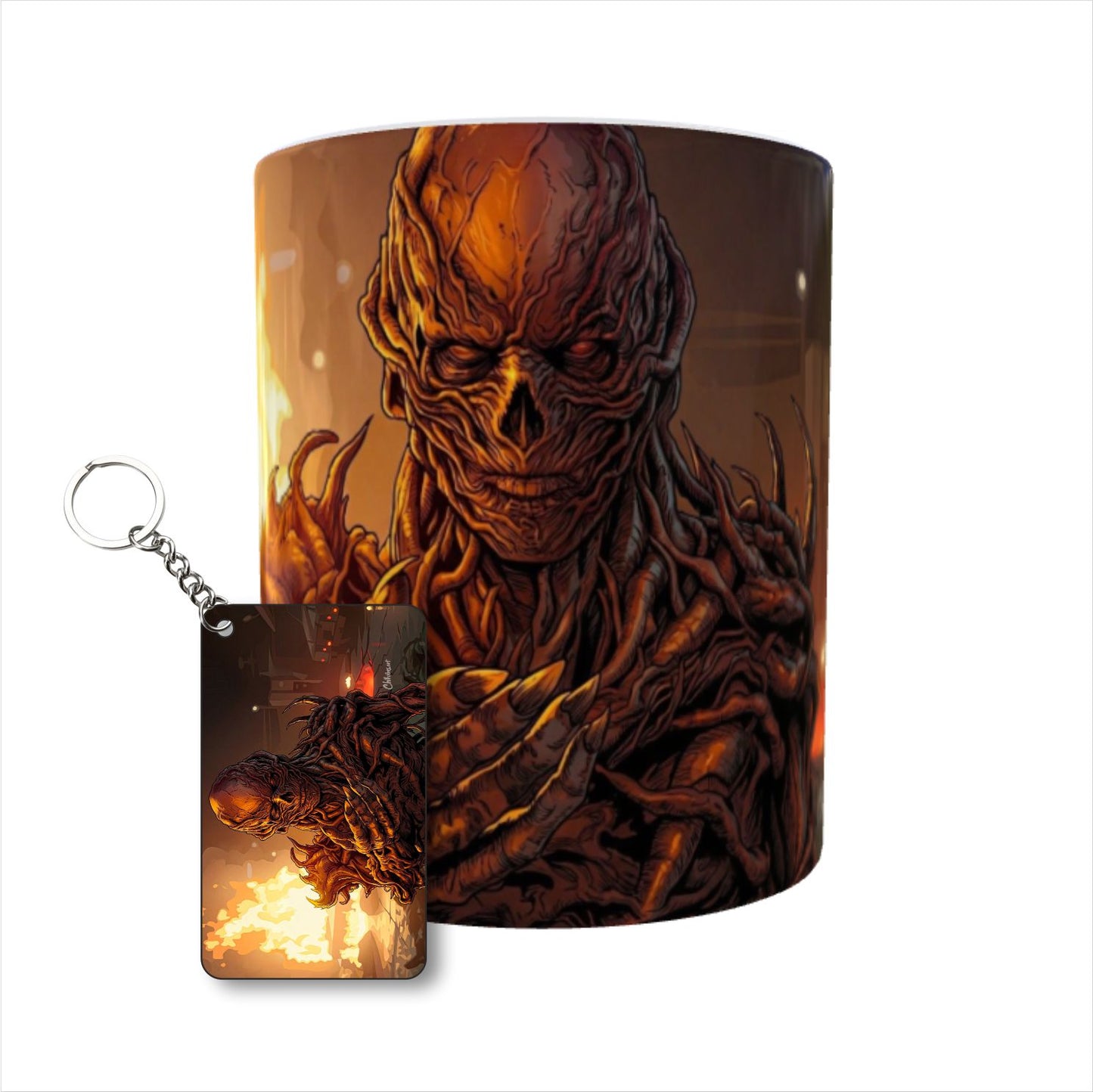 Infernal Demon Wrath Unleashed Printed Ceramic Mug + Keychain Combo