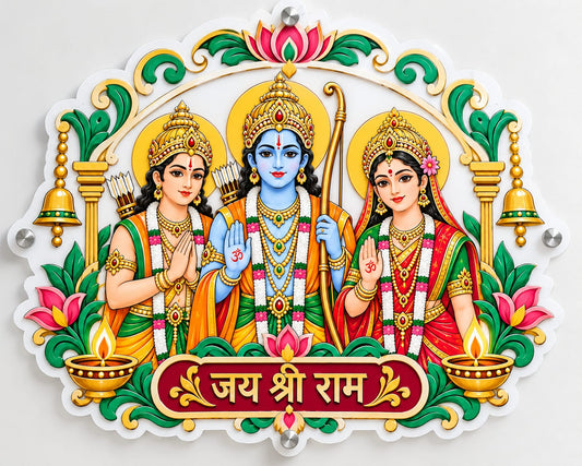 Jai Shri Ram Ram Darbar UV Printed Shaped Acrylic Wall Art