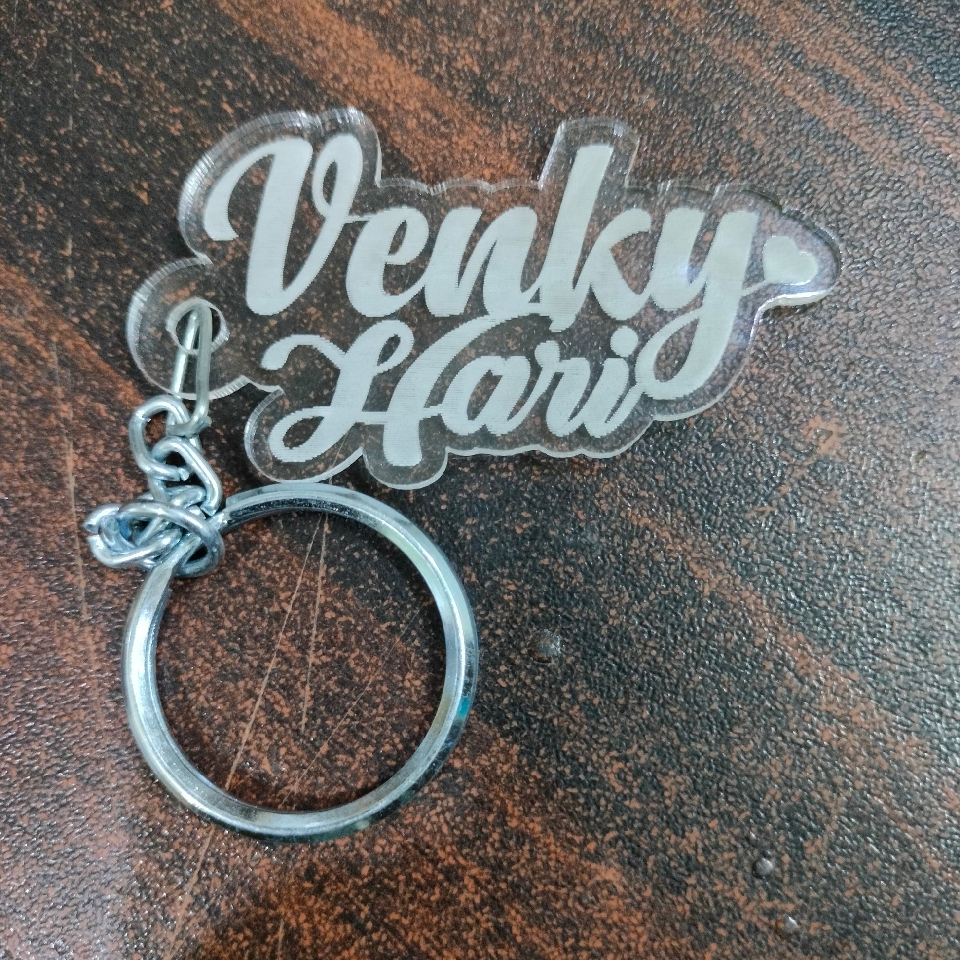 Customized Engraved Transparent Acrylic Name Keychain