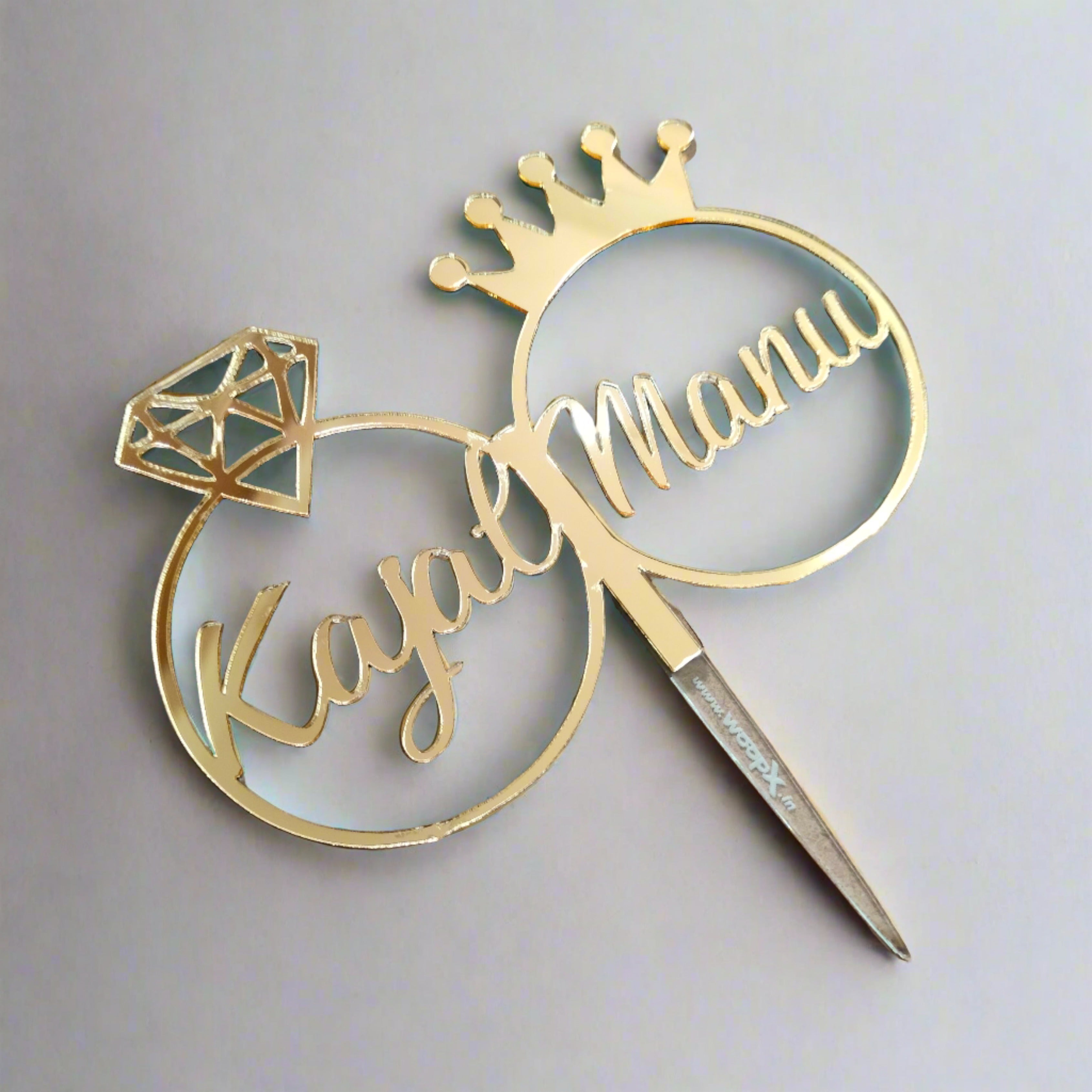 Two Ring Topper Customized couple name in Ring - Acrylic Cake Topper - Wedding Engagem ...