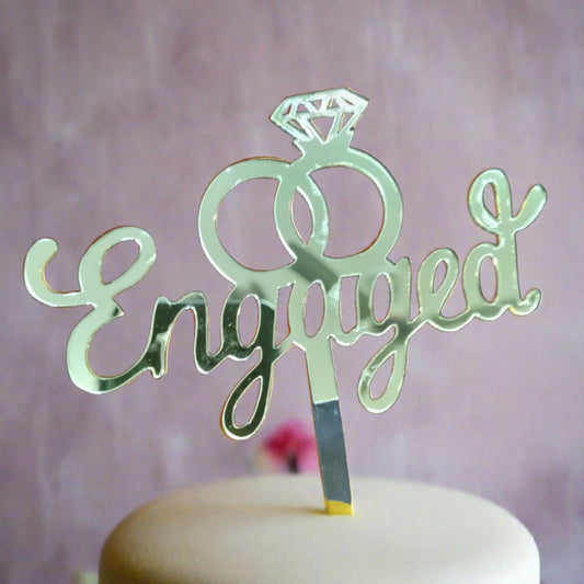 Engaged Acrylic Cake Topper - Wedding Engagement Cake Topper