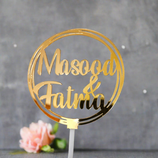 Customized Couple Name Acrylic Cake Topper - Wedding Cake Topper