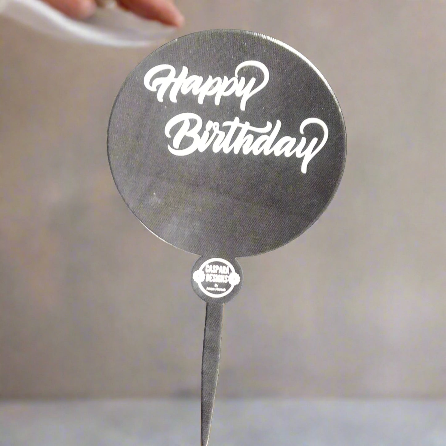 Customized Happy Birthday Laser Engraved Acrylic Cake Topper - Transparent - Birthday Cake Topper