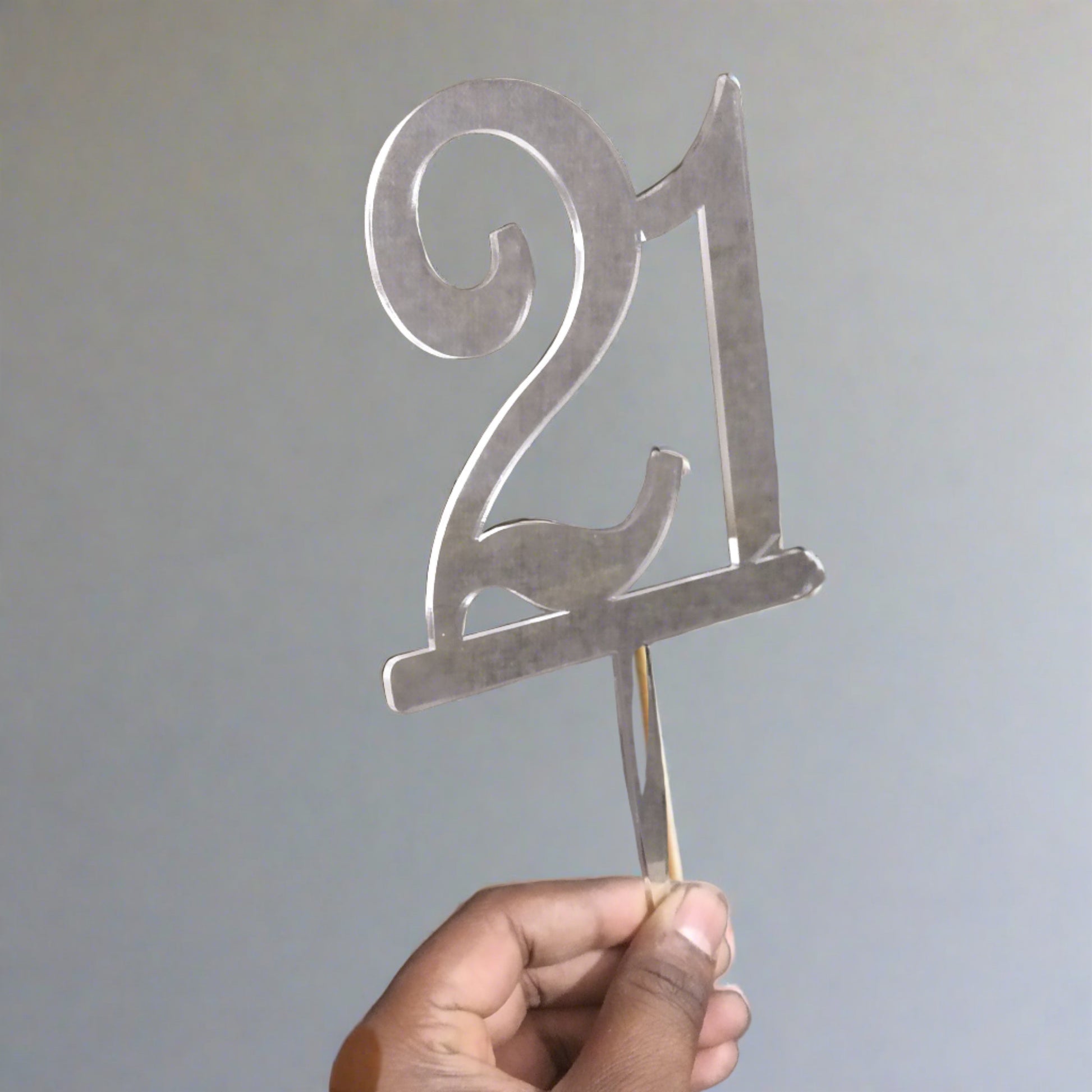 21 Number Acrylic Cake Topper - Transparent - Birthday Cake Topper