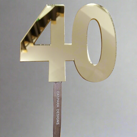 40 Number Acrylic Cake Topper - Birthday or Wedding Cake Topper