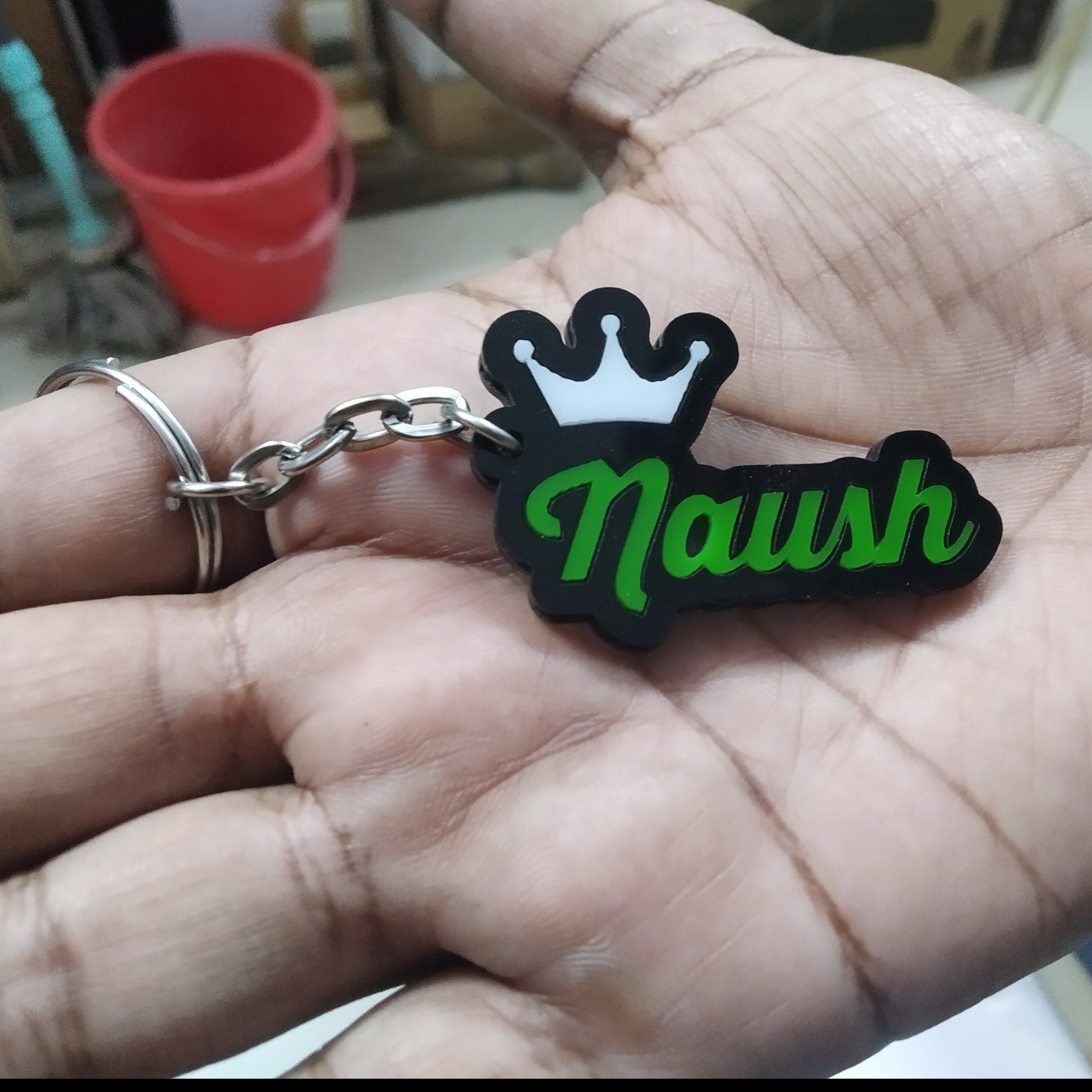 Customized Multicolor Name Keychain with Crown - Stylish Personalized Accessory for Keys or Bags