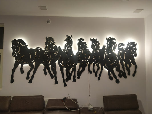 Running Horse Wall Art with Back LED - MDF LED Wall Art