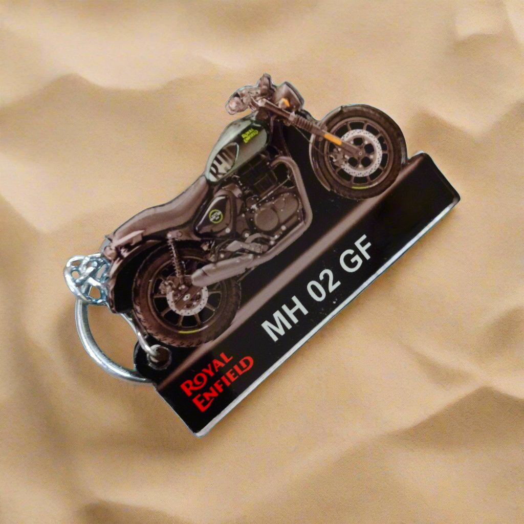 Hunter 350 - Personalized Royal Enfield Keychain - Wood, Acrylic, Metal Printed