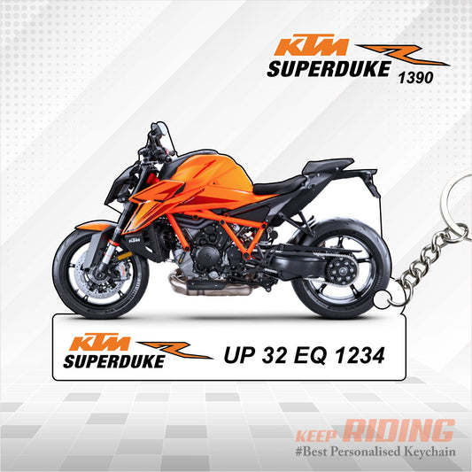KTM 1390 SUPER DUKE R - Personalized KTM Keychain - Wood, Acrylic, Metal Printed