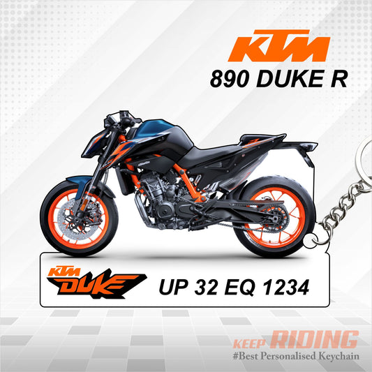 KTM 890 DUKE R - Personalized KTM Keychain - Wood, Acrylic, Metal Printed