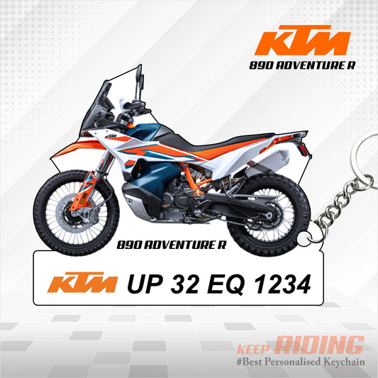 KTM 890 ADVENTURE R - Personalized KTM Keychain - Wood, Acrylic, Metal Printed