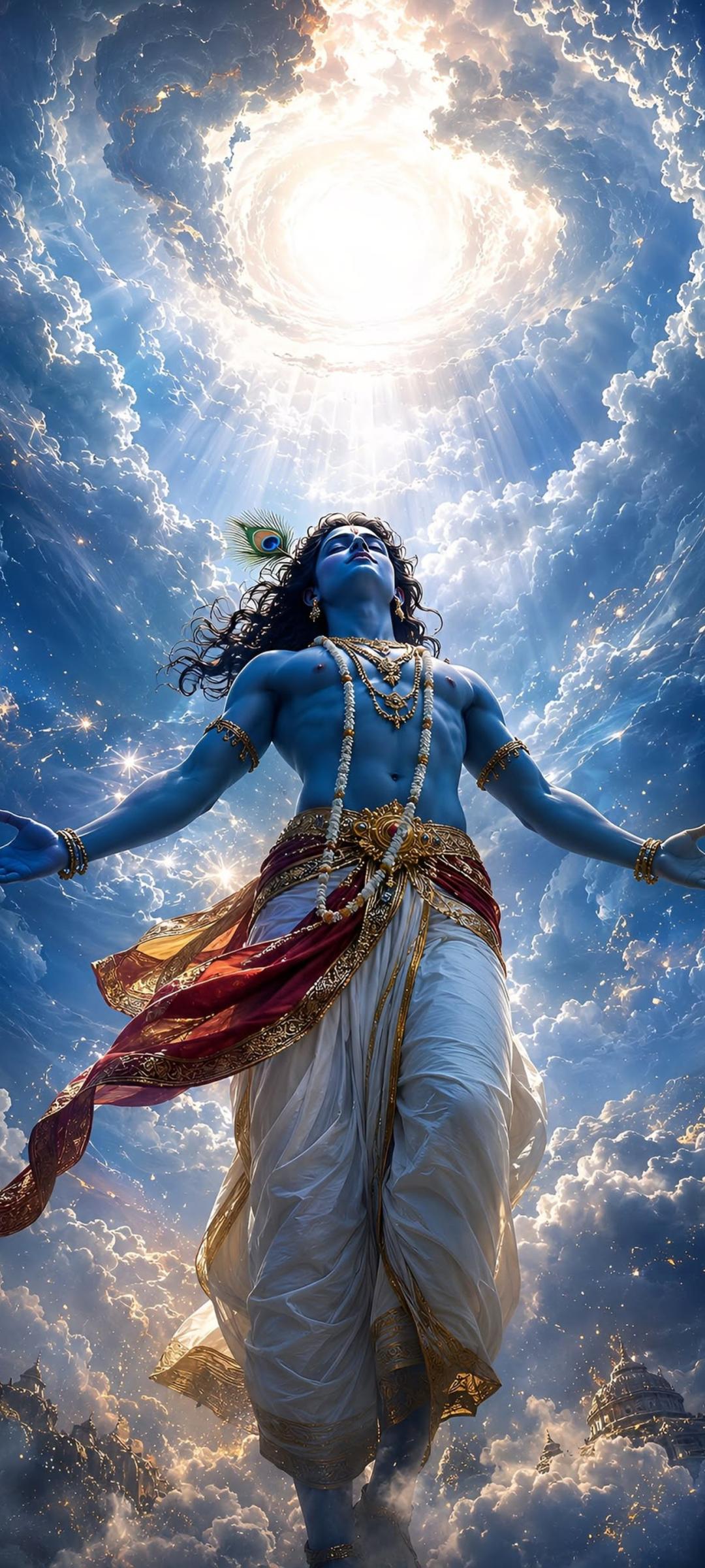Lord Krishna Divine Sky Wall Art