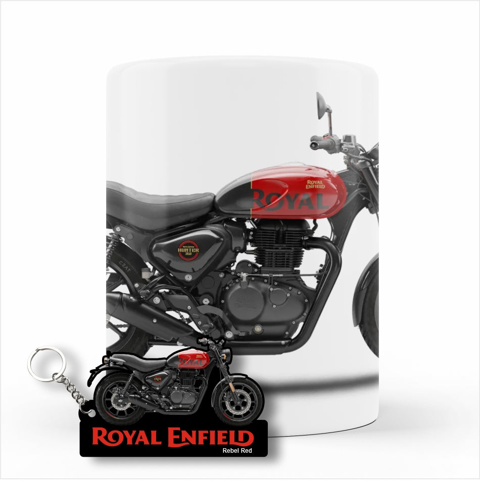 Hunter 350 - Personalized Royal Enfield Two-Sided Sublimation Keychain + Mug Combo